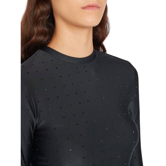 NEW FRAME cropped long sleeve rhinestone top in noir - Picture 4 of 4